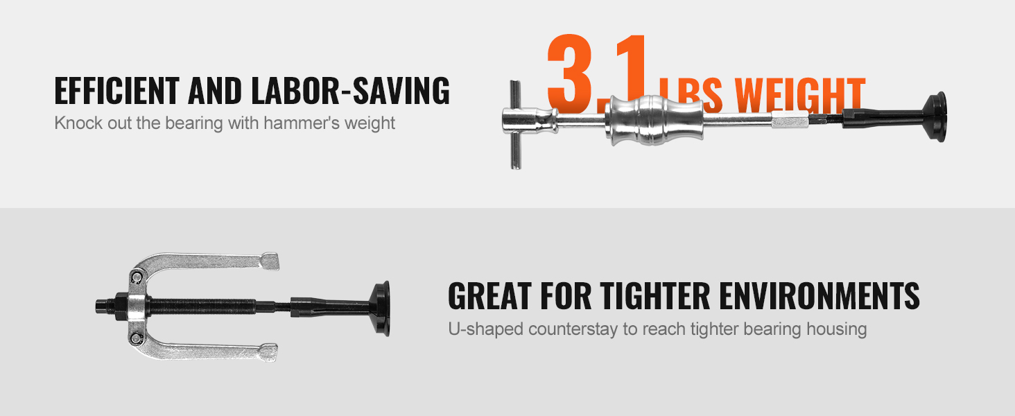 VEVOR blind hole bearing puller set - 3.1 lbs lightweight, efficient, labor-saving, ideal for tight spaces.