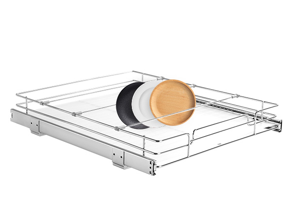 VEVOR pull out cabinet organizer with bowls, showcasing space-saving wire rack design.