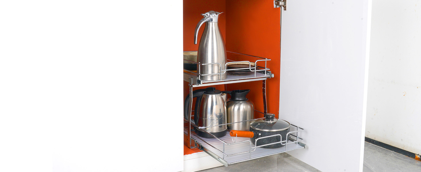 ВЕВОР достаньте из кухонного шкафа органайзер для чайников и кастрюль.