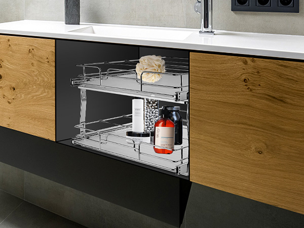 современный туалетный столик для ванной комнаты с выдвижным шкафчиком-органайзером VEVOR для хранения туалетных принадлежностей и чистящих средств.