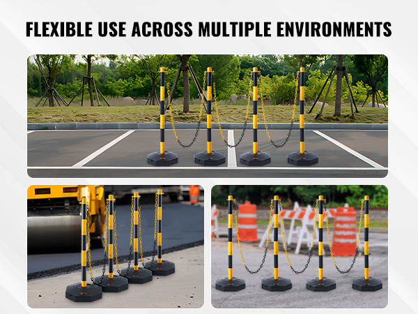VEVOR traffic delineator cones in various outdoor scenarios for versatile use and easy setup.