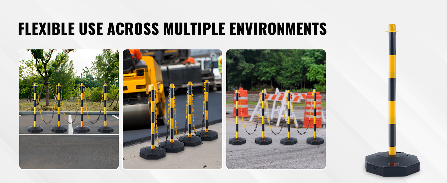 VEVOR traffic delineator cones in various outdoor scenarios for versatile use and easy setup.