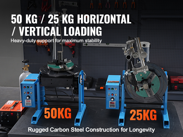 50kg and 25kg VEVOR rotary welding positioner, high strength, corrosion resistant, carbon steel.