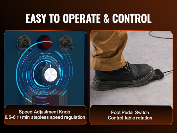 VEVOR rotary welding positioner with foot pedal switch and speed adjustment knob for easy control