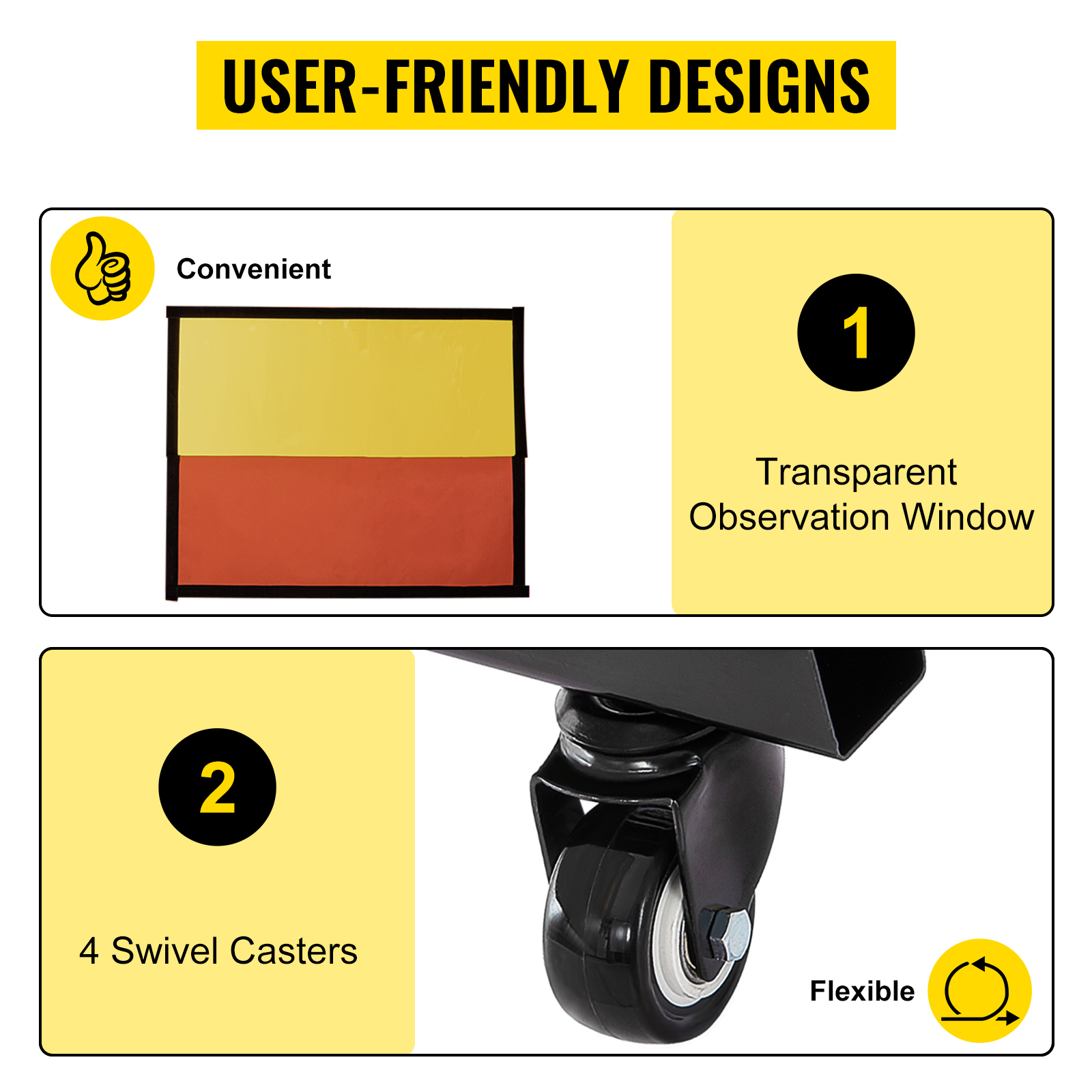 VEVOR welding curtain with transparent window and 4 swivel casters for convenience.