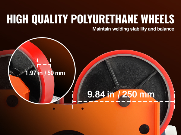 high quality polyurethane wheels for VEVOR welding turning rolls, stability, balance, wear-resistant pu.