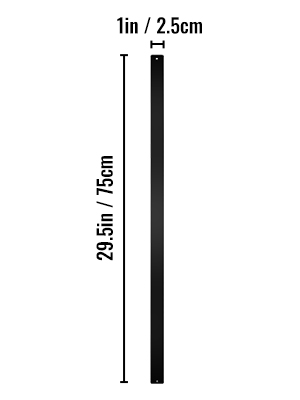 VEVOR deck balusters, 29.5in height and 1in width, black rectangular shape.