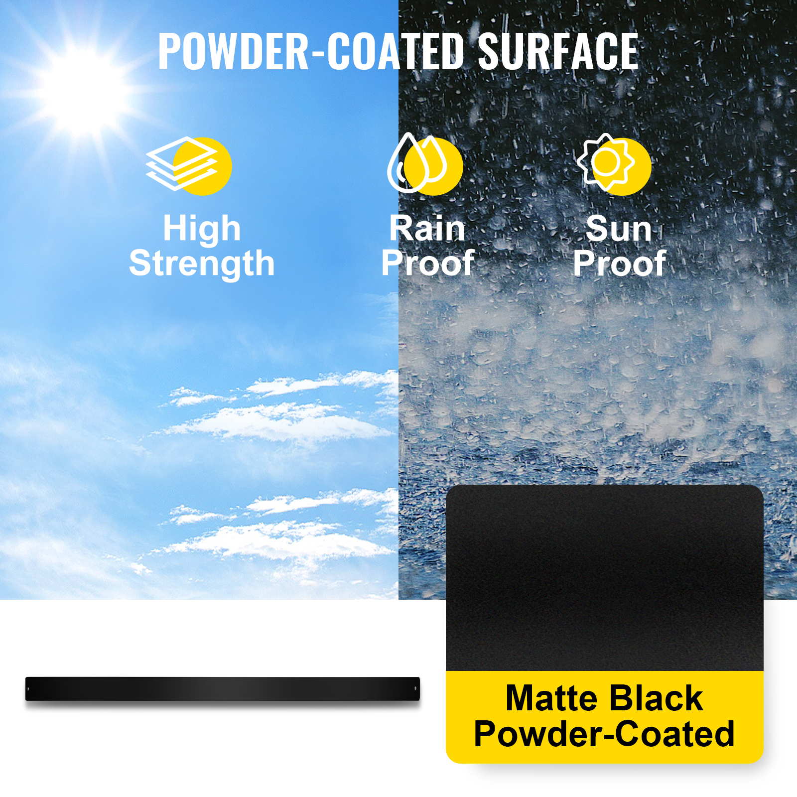 matte black VEVOR deck balusters with high strength, rain proof, and sun proof features.