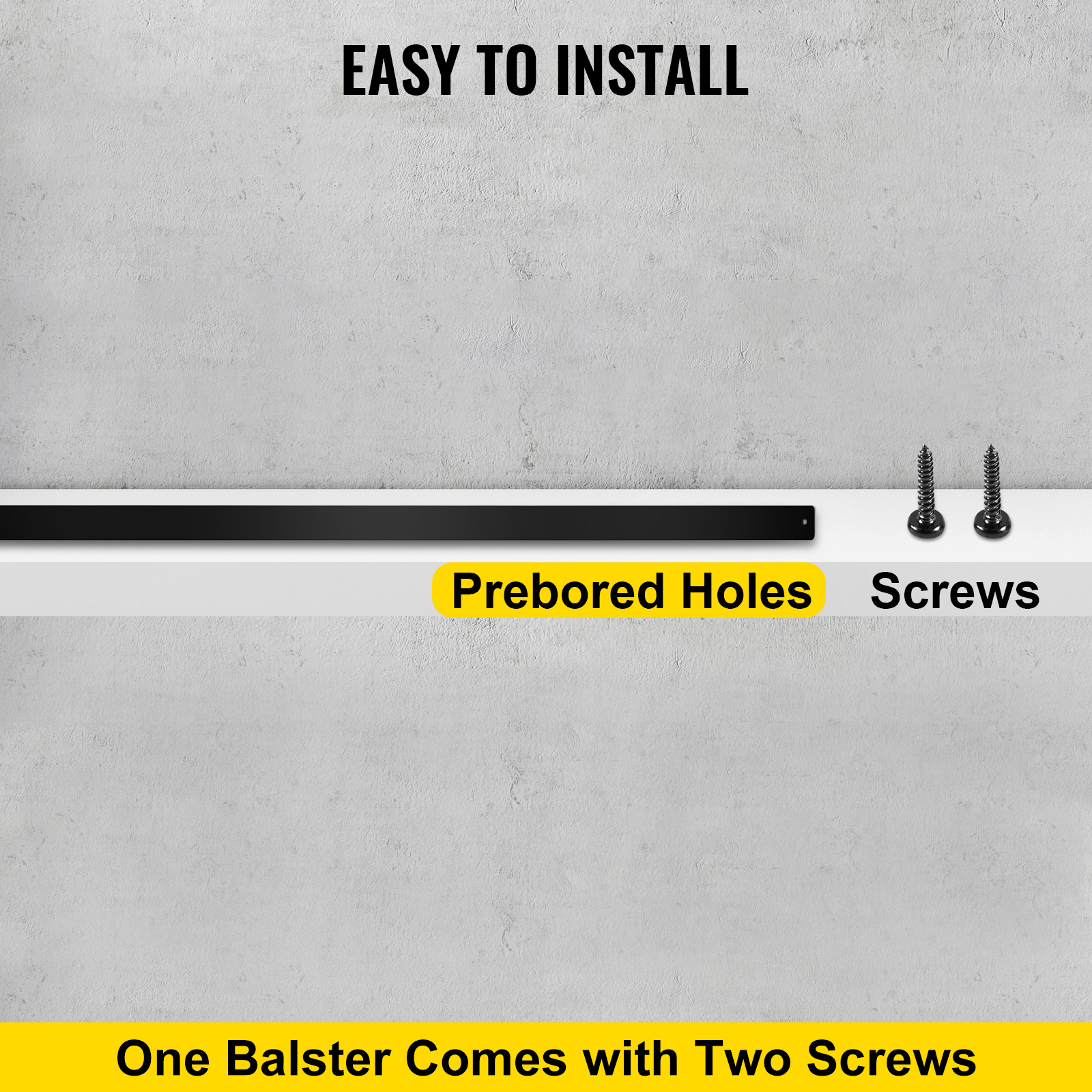 VEVOR deck balusters with predrilled holes and screws for easy installation.