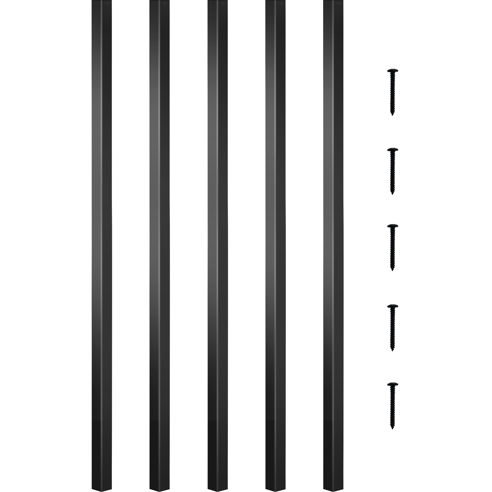 black VEVOR deck balusters with mounting screws.