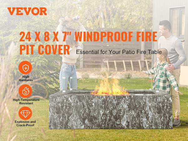 VEVOR gas fire pit wind guard, high hardness, heat-resistant, explosion, and crack-proof.