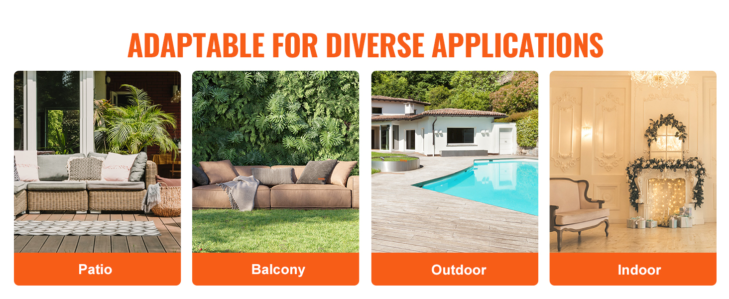 adaptable for diverse applications: VEVOR glass wind guard for patio, balcony, outdoor, and indoor use.