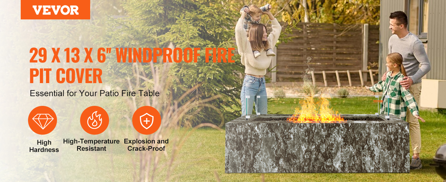 VEVOR glass wind guard for fire pit with high hardness, high-temperature resistant, explosion-proof.