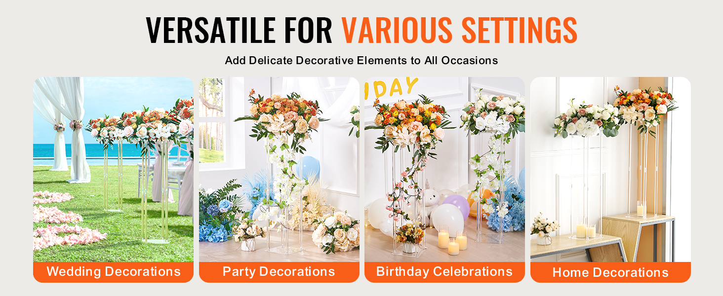 VEVOR wedding flower stand for weddings, parties, birthdays, and home decorations. bright and elegant arrangement.