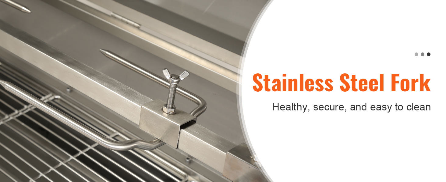 VEVOR rotisserie grill stainless steel fork; healthy, secure, and easy to clean.