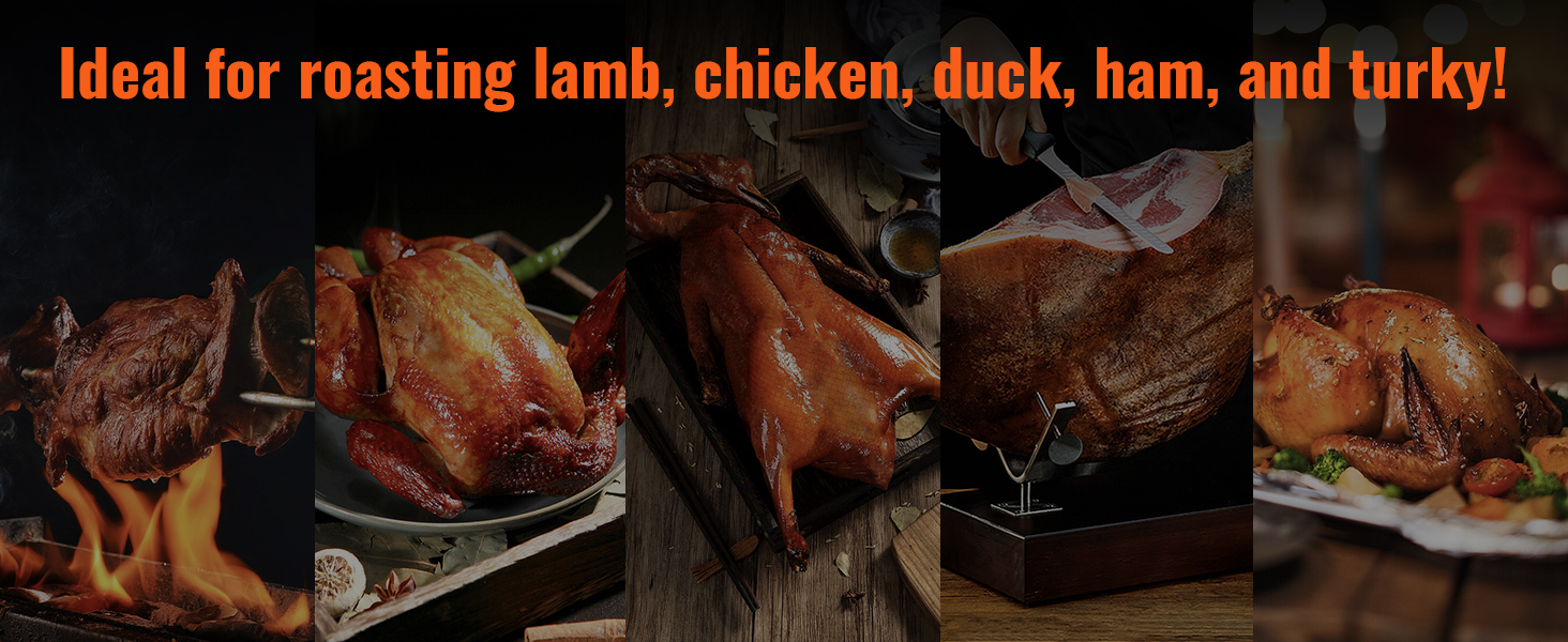 VEVOR rotisserie grill ideal for roasting lamb, chicken, duck, ham, and turkey!