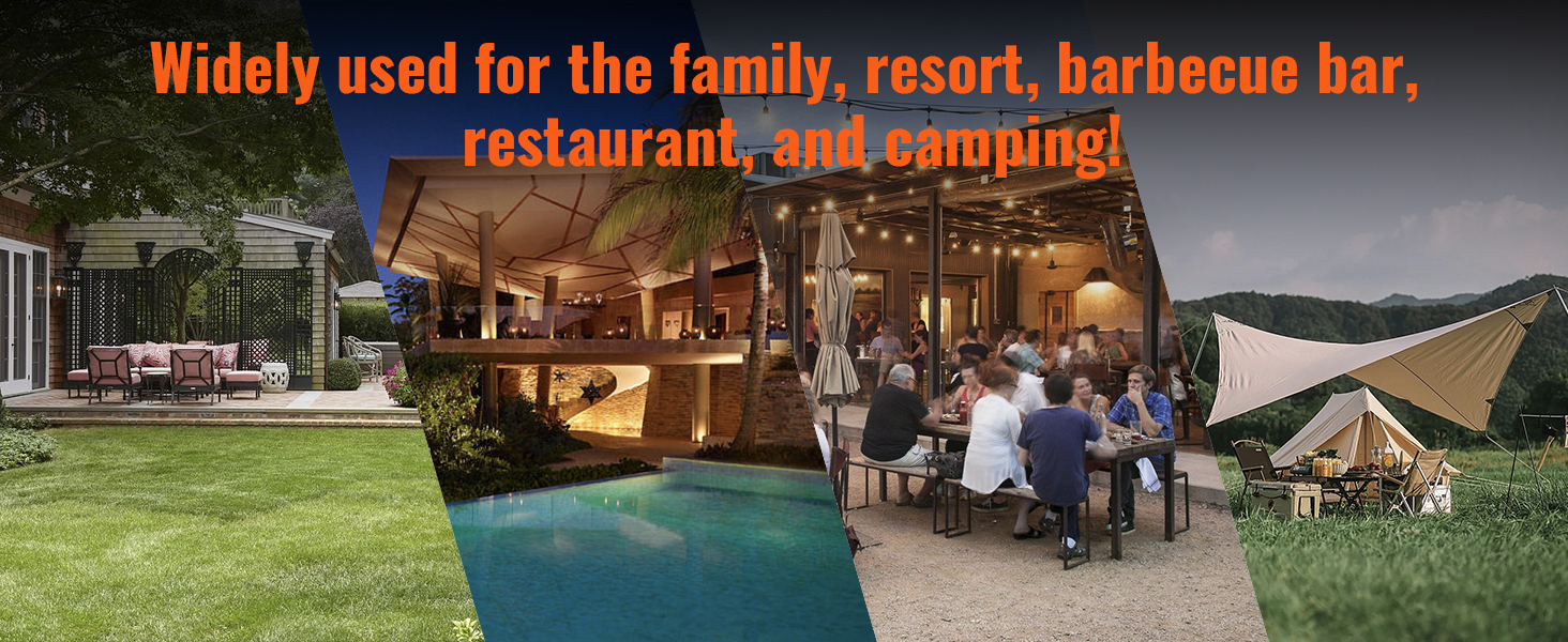 widely used VEVOR rotisserie grill for family, resort, barbecue bar, restaurant, and camping.