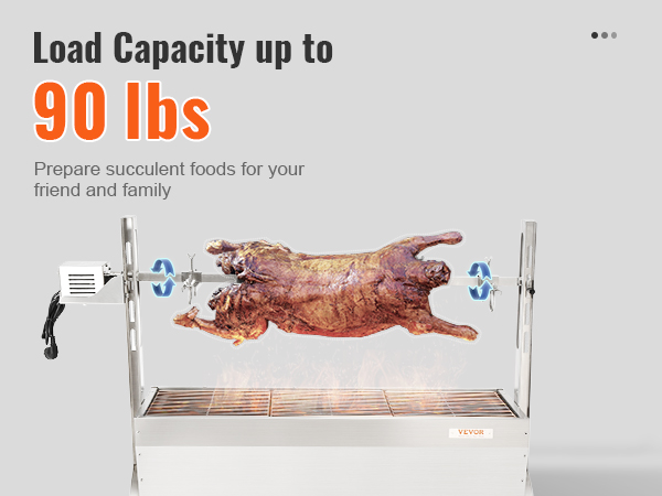 Гриль-барбекю VEVOR rotisserie с грузоподъемностью 90 фунтов идеально подходит для приготовления сочных блюд.