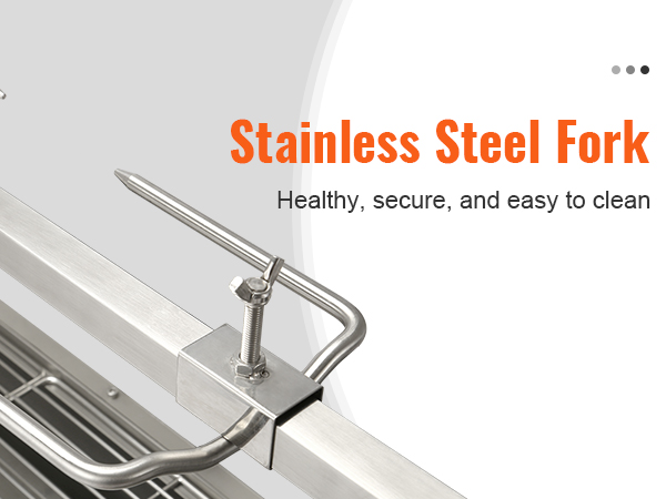 вилка из нержавеющей стали для гриля VEVOR rotisserie bbq grill полезна для здоровья, надежна и легко моется.