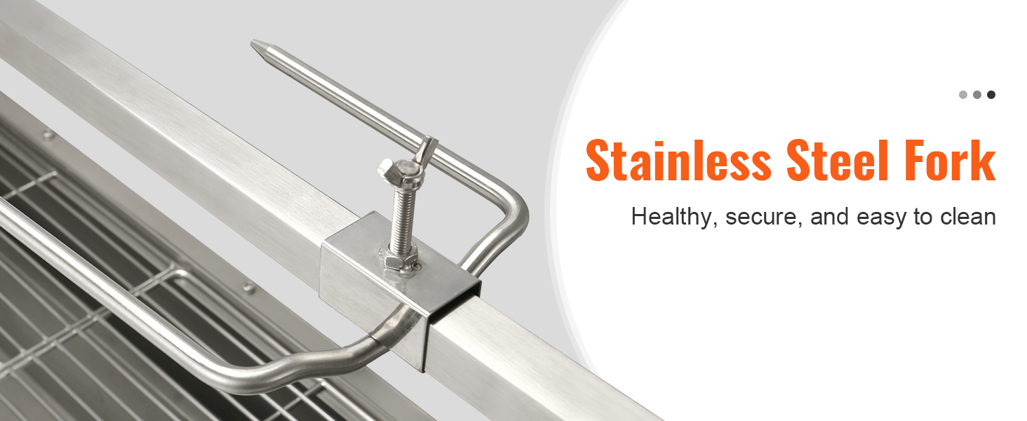 вилка из нержавеющей стали для гриля VEVOR rotisserie bbq grill полезна для здоровья, надежна и легко моется.