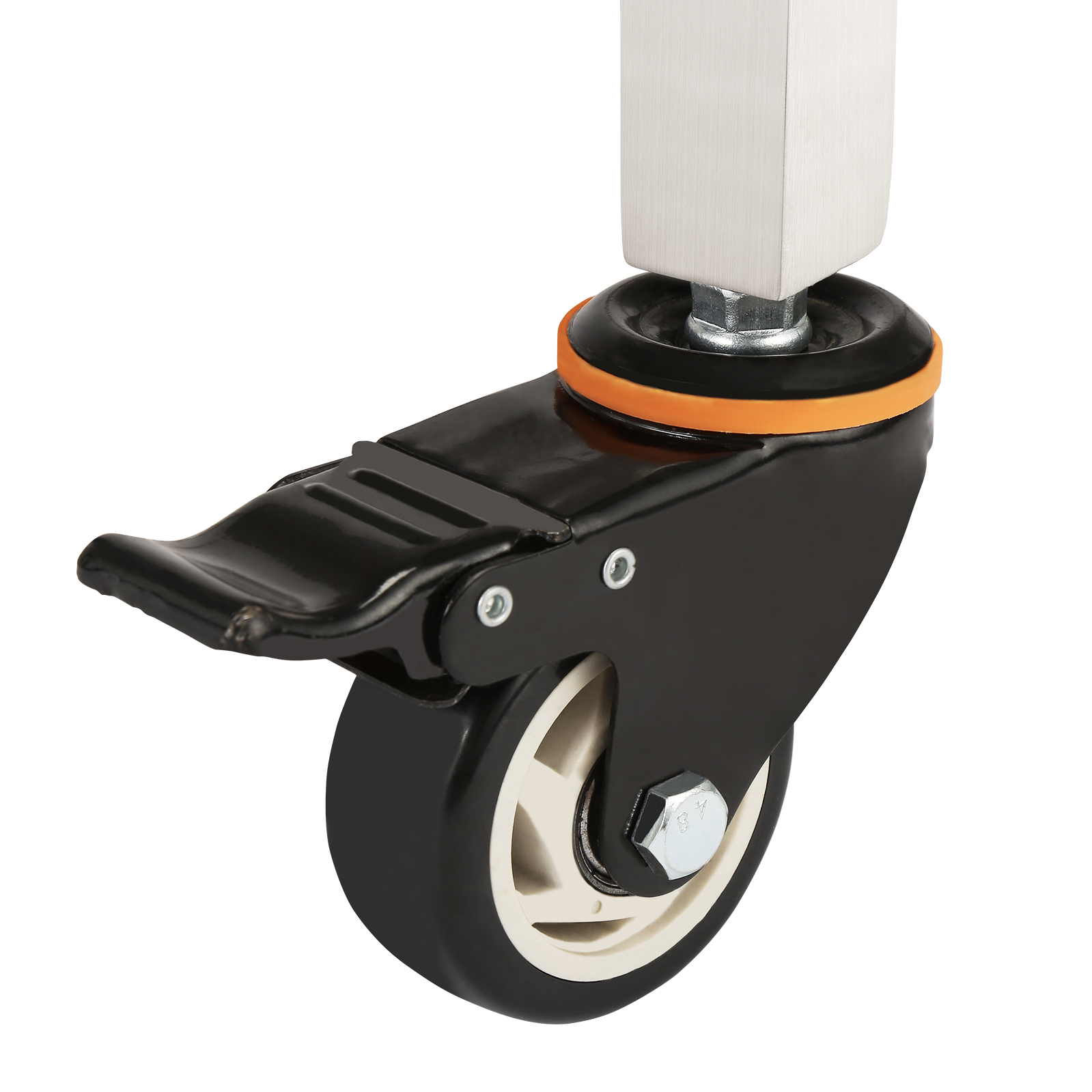 swivel caster wheel with brake on a VEVOR rotisserie bbq grill.