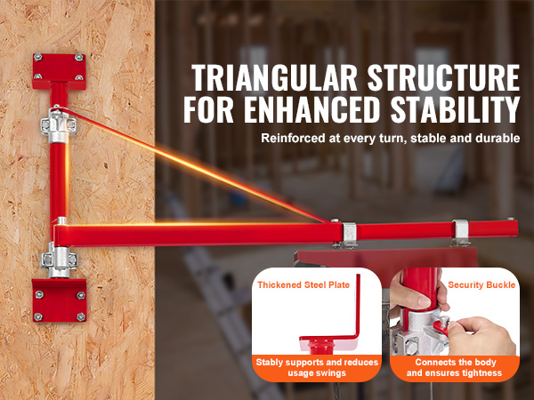VEVOR electric hoist support arm with triangular structure for enhanced stability and thickened steel plate.