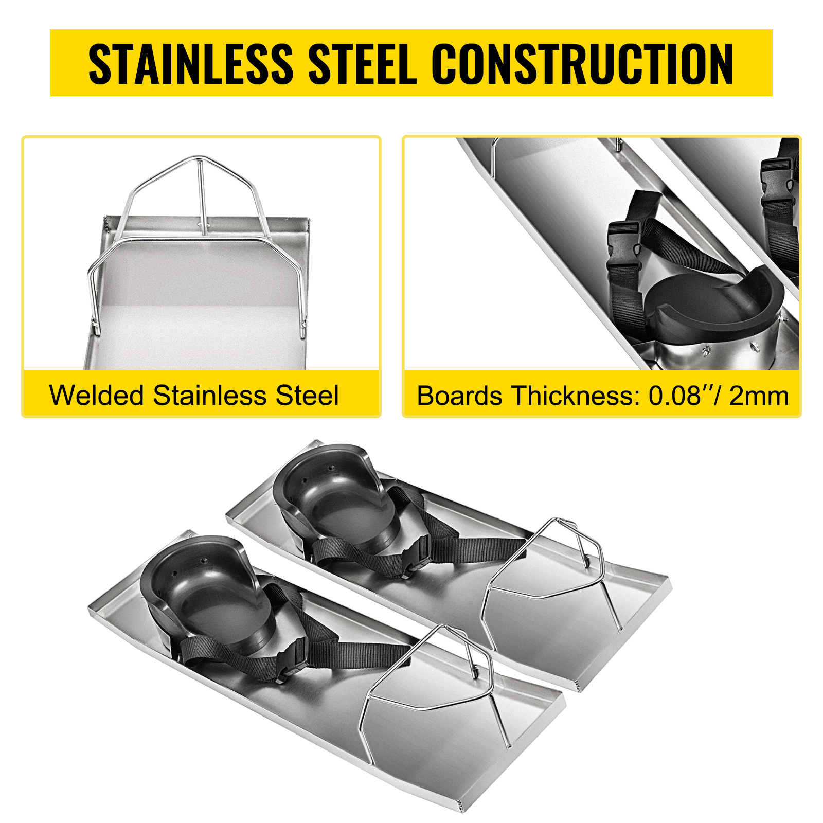 VEVOR concrete knee boards made of welded stainless steel with 0.08"/2mm thickness.