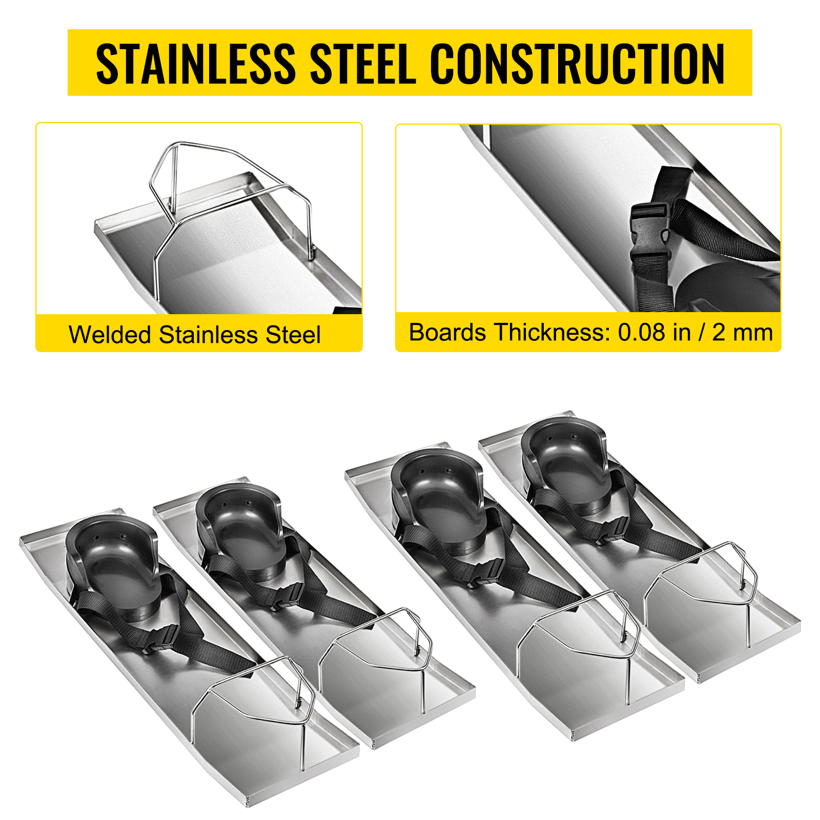 VEVOR concrete knee boards with welded stainless steel and durable straps.