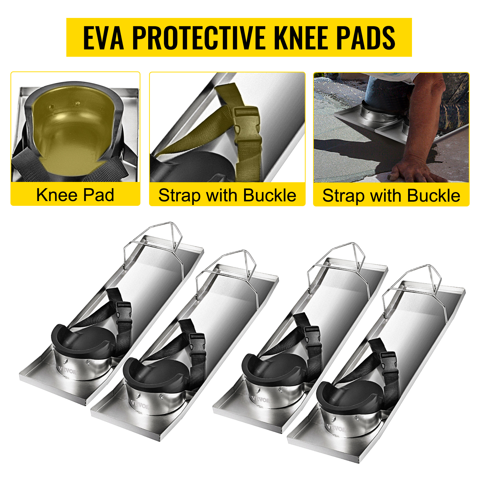 VEVOR concrete knee boards with eva protective knee pads and adjustable straps.