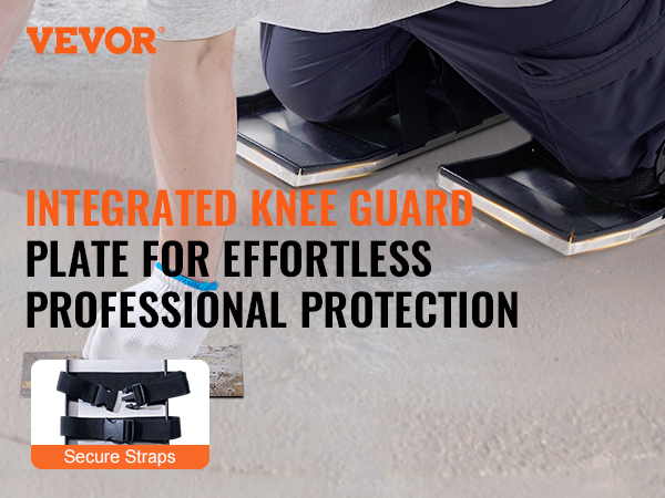 VEVOR concrete knee boards with integrated knee guard plate and secure straps for professional protection.