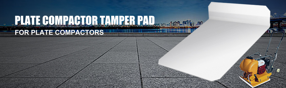 VEVOR plate compactor pad for plate compactors on a paving background.