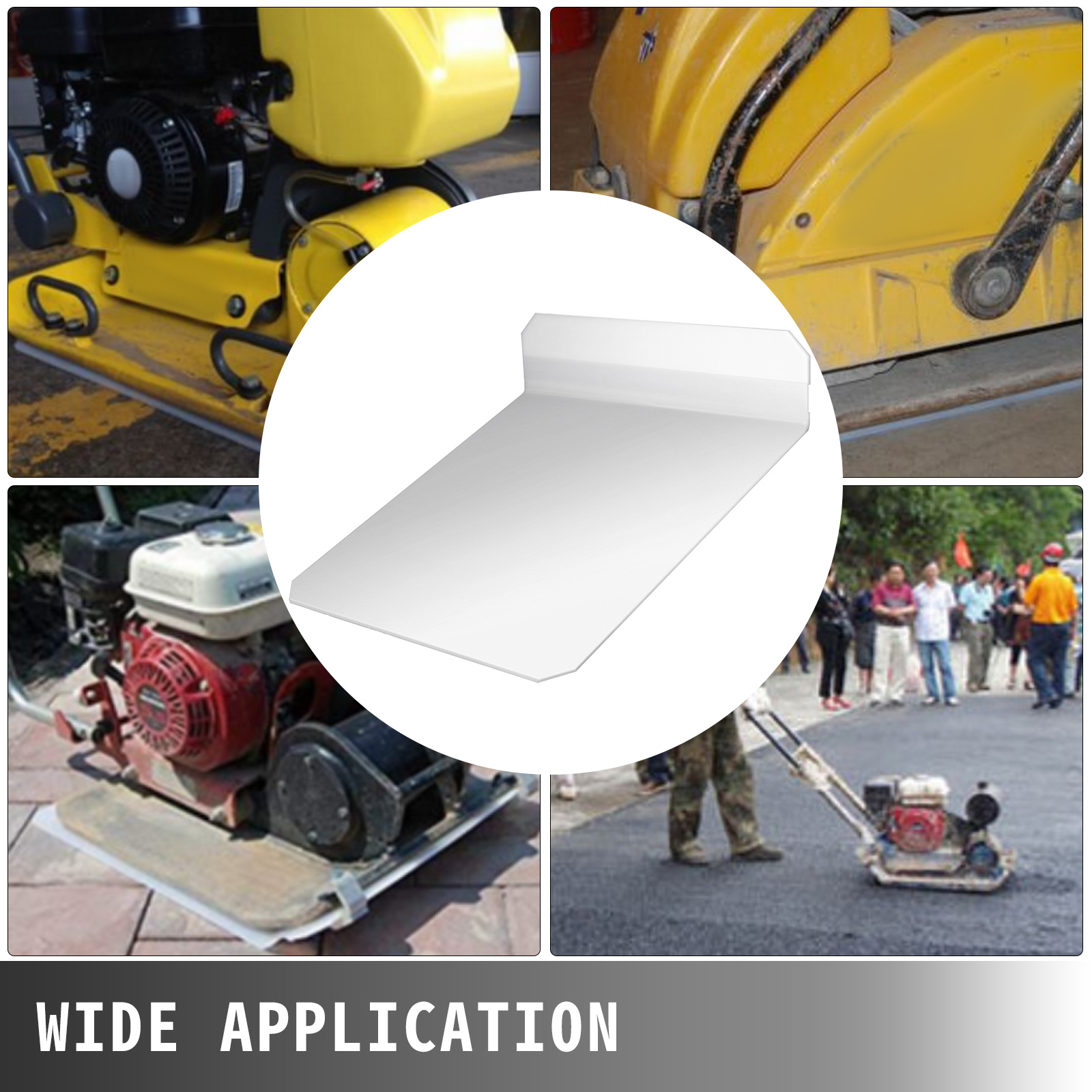 VEVOR plate compactor pad showcasing versatility and applications in construction settings.