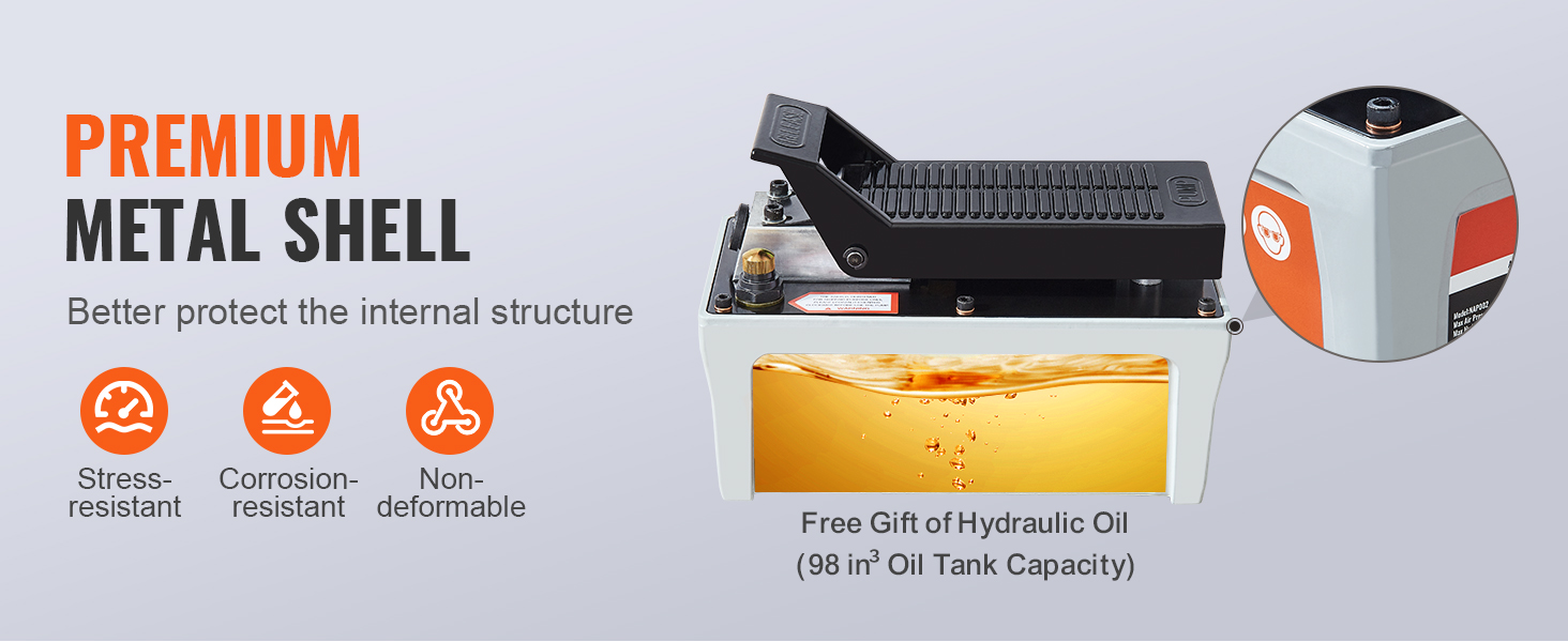 VEVOR oro hidraulinis siurblys su priemoka metaliniu korpusu, streso atsparus, atsparus korozijai, ne deformuojamieji.