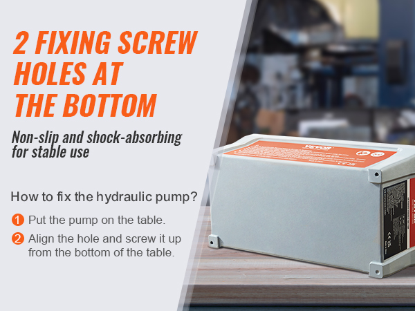 VEVOR oro hidraulinis siurblys su dviem tvirtinimo varžtų skylės apačioje, non-slip, amortizatoriumi stabilumą.