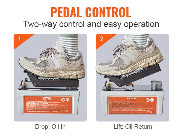 pedalų kontrolės VEVOR oro hidraulinis siurblys su dvipusio veikimo naftos lašas ir liftas.