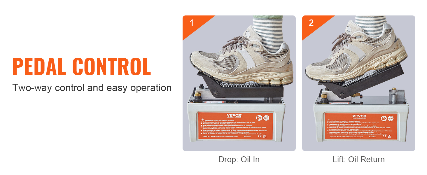 pedalų kontrolės VEVOR oro hidraulinis siurblys su dvipusio veikimo naftos lašas ir liftas.