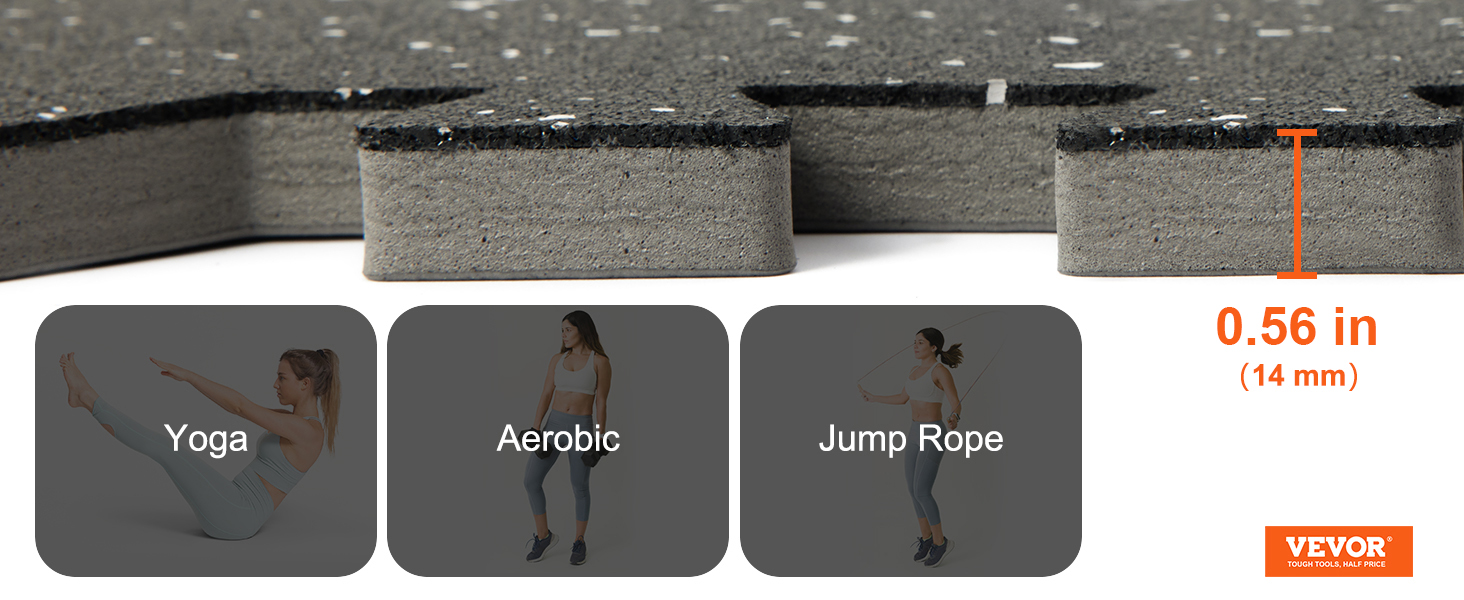 VEVOR sporta zāles grīdas paklājiņi, 0,56 collas biezi, jogai, aerobikai un lecamauklas nodarbībām.