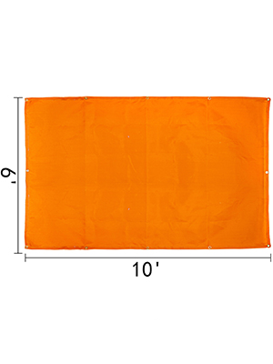 orange VEVOR welding blanket 6x10 feet, fire-resistant, with grommets for easy hanging.