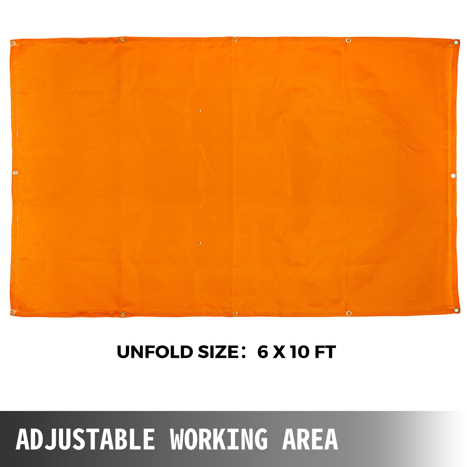 VEVOR welding blanket, orange, unfold size: 6 x 10 ft, adjustable working area.