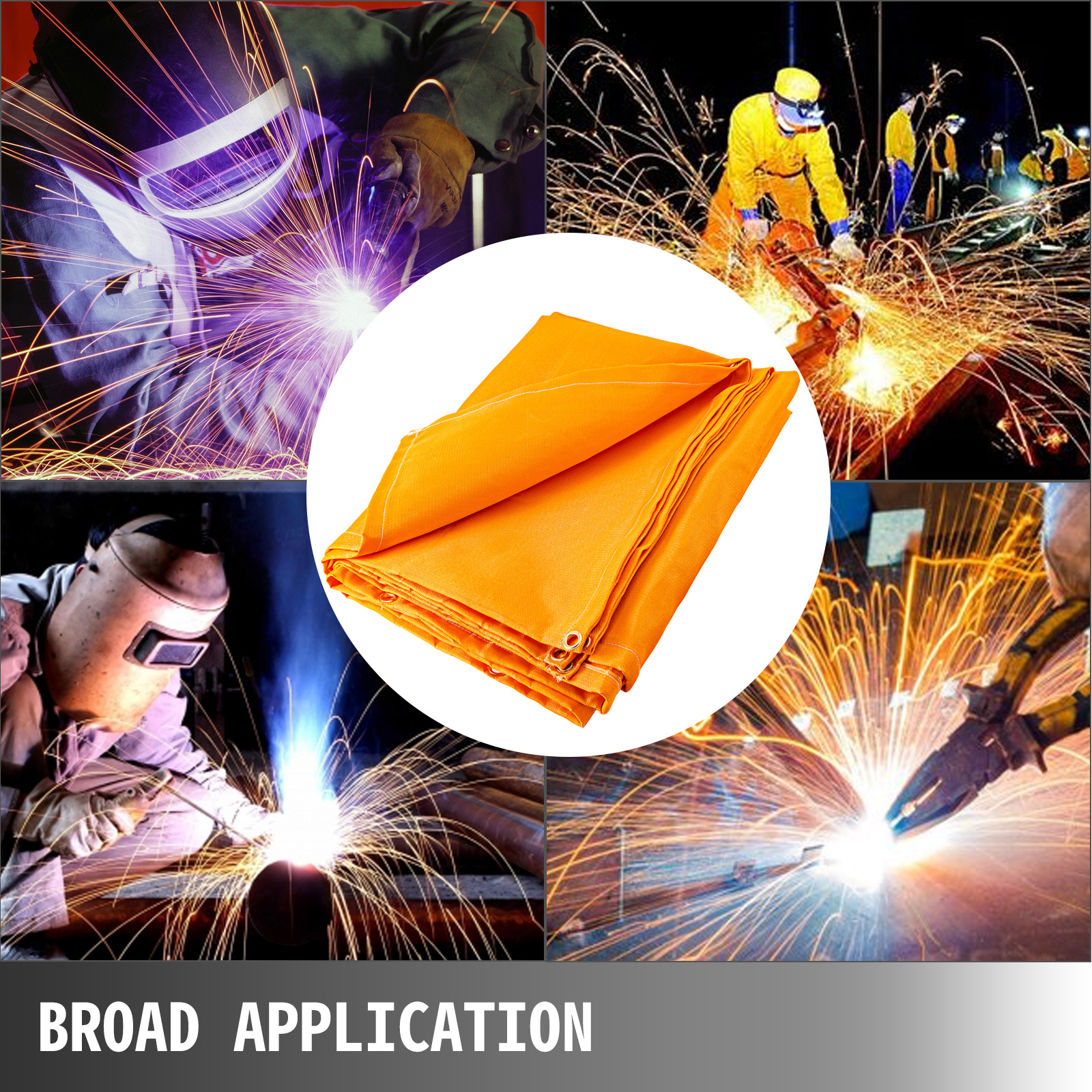 VEVOR welding blanket in use, protecting against sparks and flames during welding tasks.