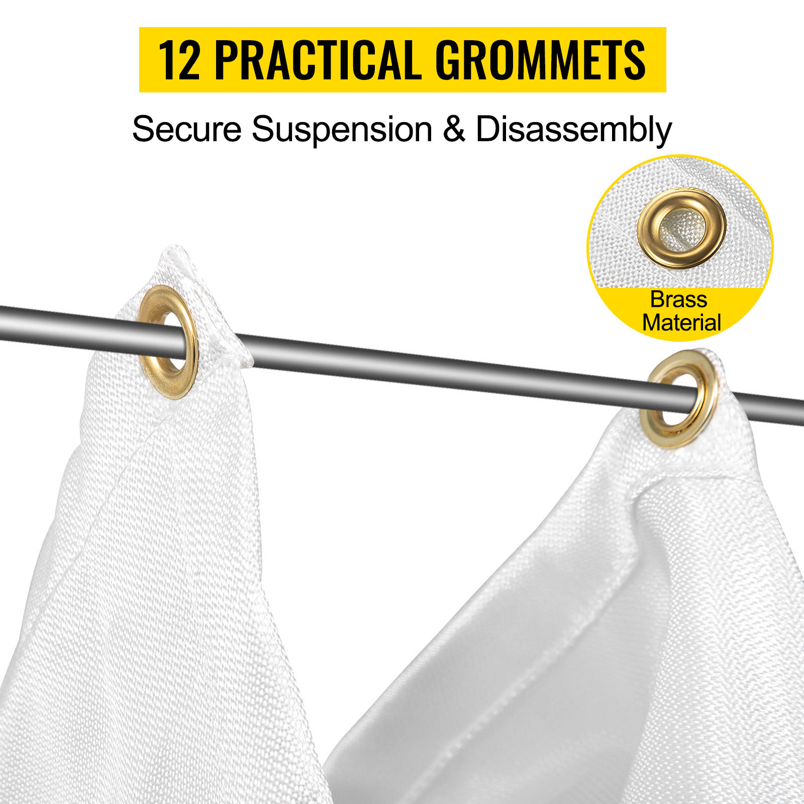 12 brass grommets on VEVOR fire blankets for secure suspension and easy disassembly.