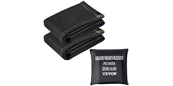 black VEVOR fire blanket with grommets and storage pouch.