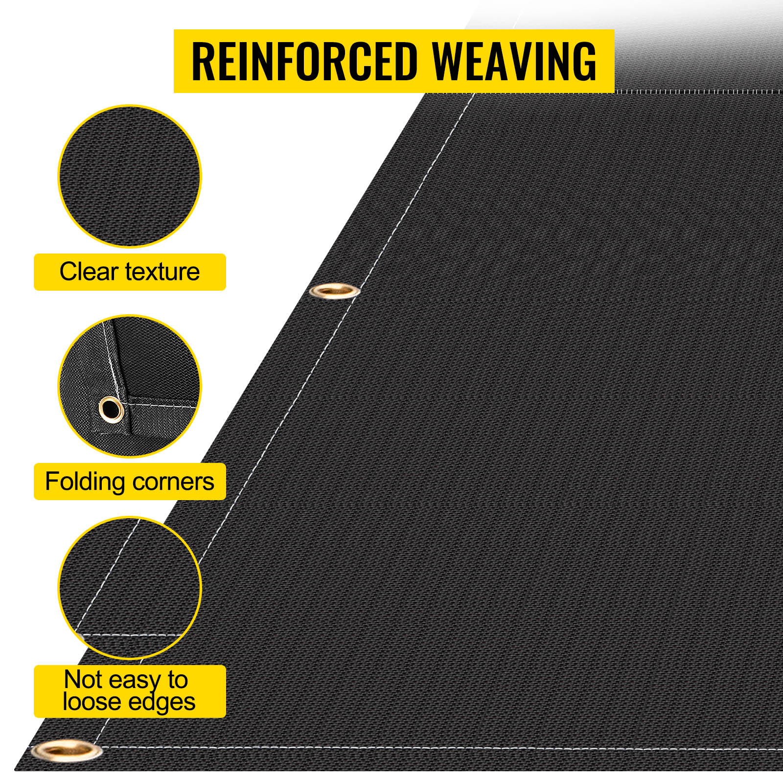 VEVOR fire blankets with reinforced weaving, clear texture, and folding corners.