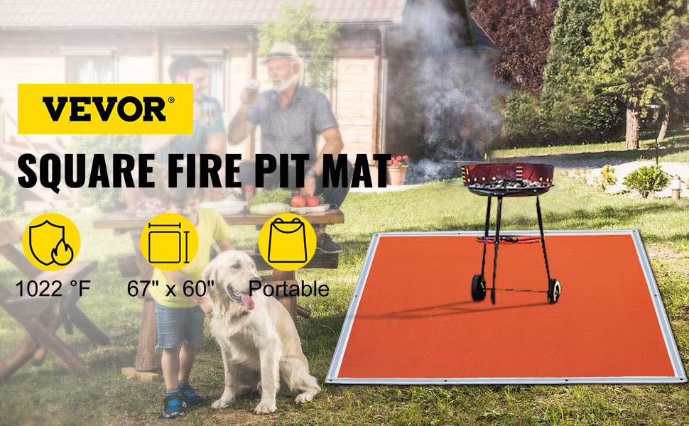 VEVOR fire pit mat showcasing durability and portability in an outdoor setting.