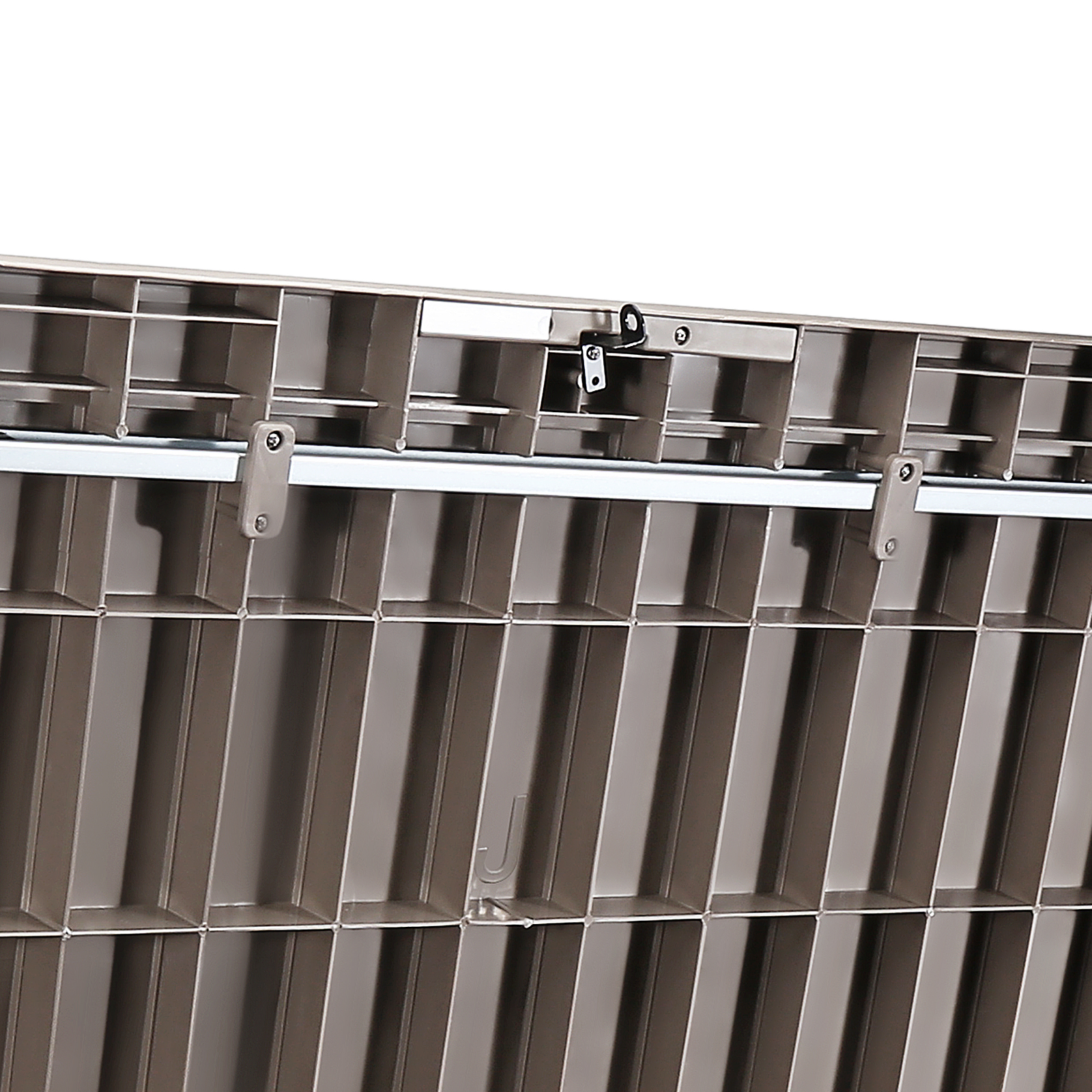 VEVOR deck box lid with metal reinforcement and lock mechanism for enhanced durability.