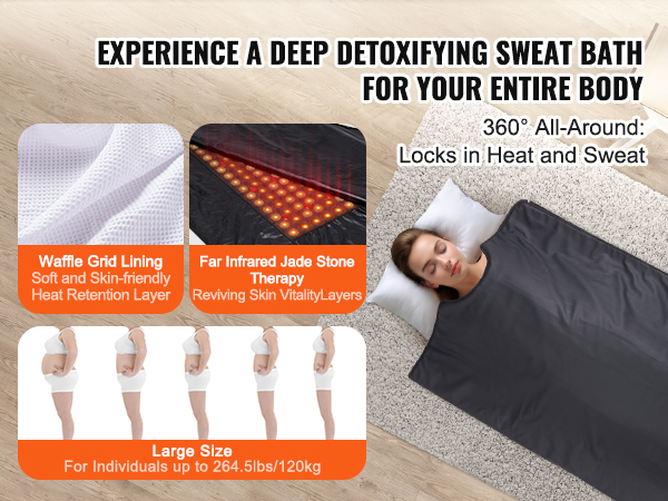 experience full-body detox with VEVOR sauna blanket, featuring 360° heat retention and infrared jade therapy.
