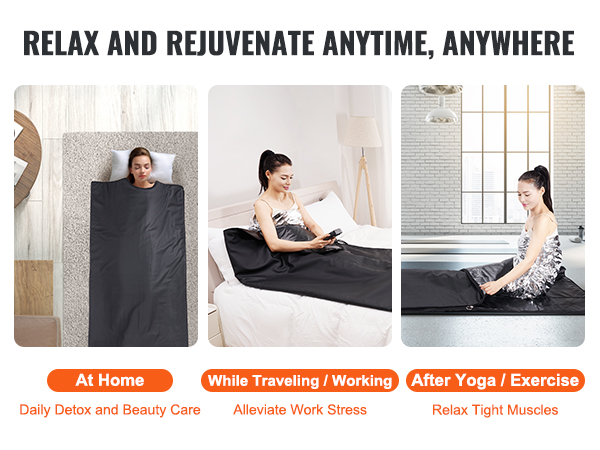 VEVOR sauna blanket for at home daily detox, travel stress alleviation, and post-exercise muscle relief.