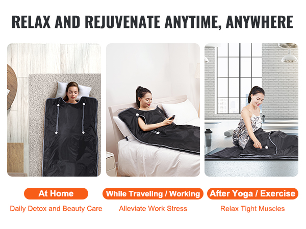 VEVOR sauna blanket: relax and rejuvenate at home, while traveling, or after yoga/exercise.