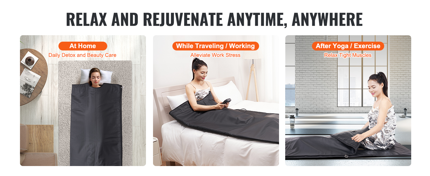 VEVOR sauna blanket: relax and rejuvenate at home, while traveling, or after yoga. daily detox care.