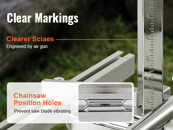 VEVOR chainsaw mill with clear markings and position holes, ensuring precise and stable operation.